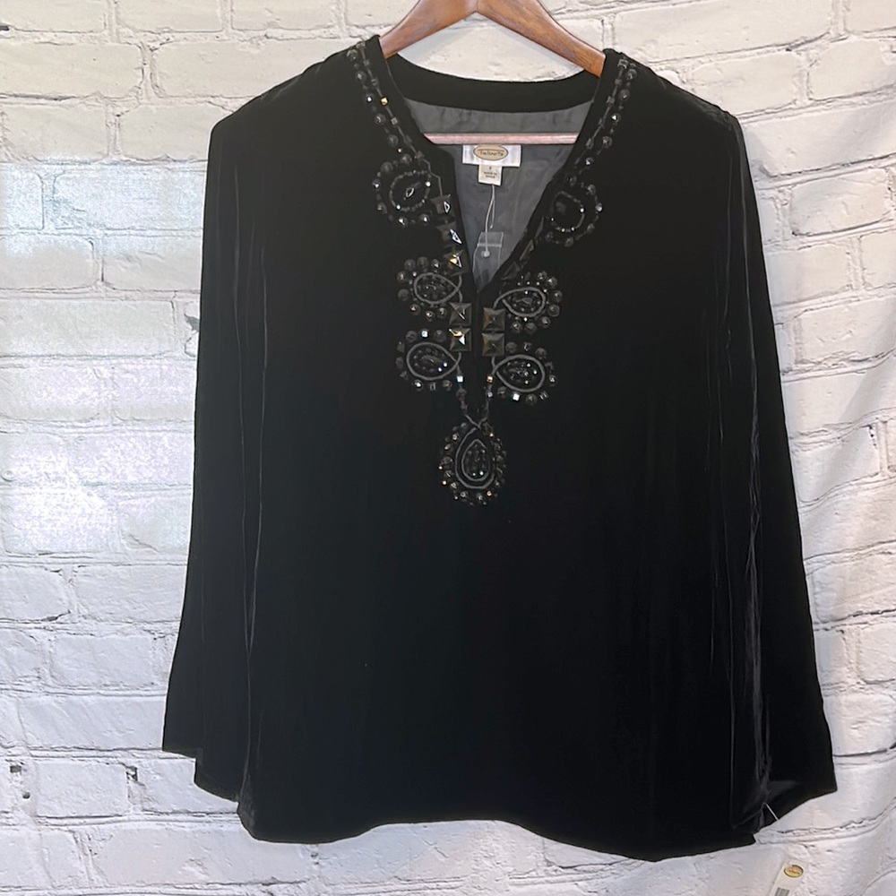 Talbots Vintage Velvet Jeweled Tunic Top Size 6 Brand New W/Tags